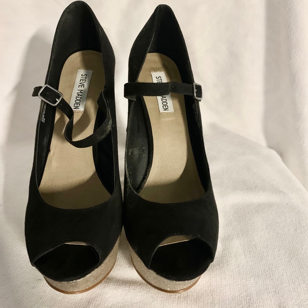 Steve Madden Operaa Wedge Glitter Heels